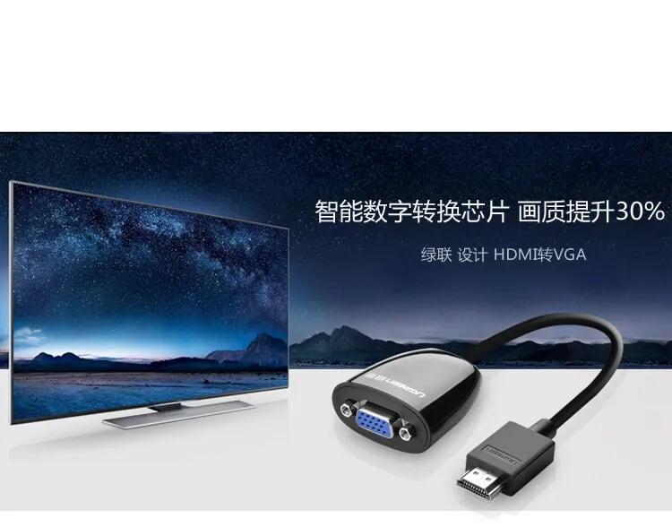 Ugreen UG40253MM105TK Màu Đen Bộ chuyển HDMI sang VGA - HÀNG CHÍNH HÃNG