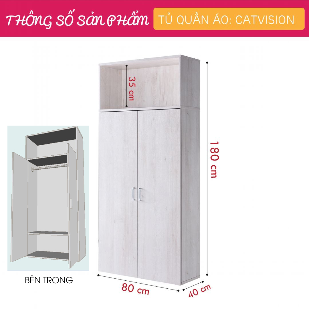 Tủ quần áo gỗ cho bé trai kiểu dáng nhỏ gọn SMLIFE Catvision