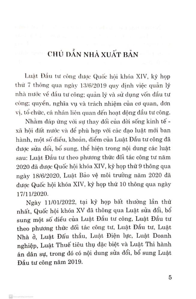 Luật Đầu Tư Công (Hiện Hành) (Sửa Đổi, Bổ Sung Năm 2020, 2022)