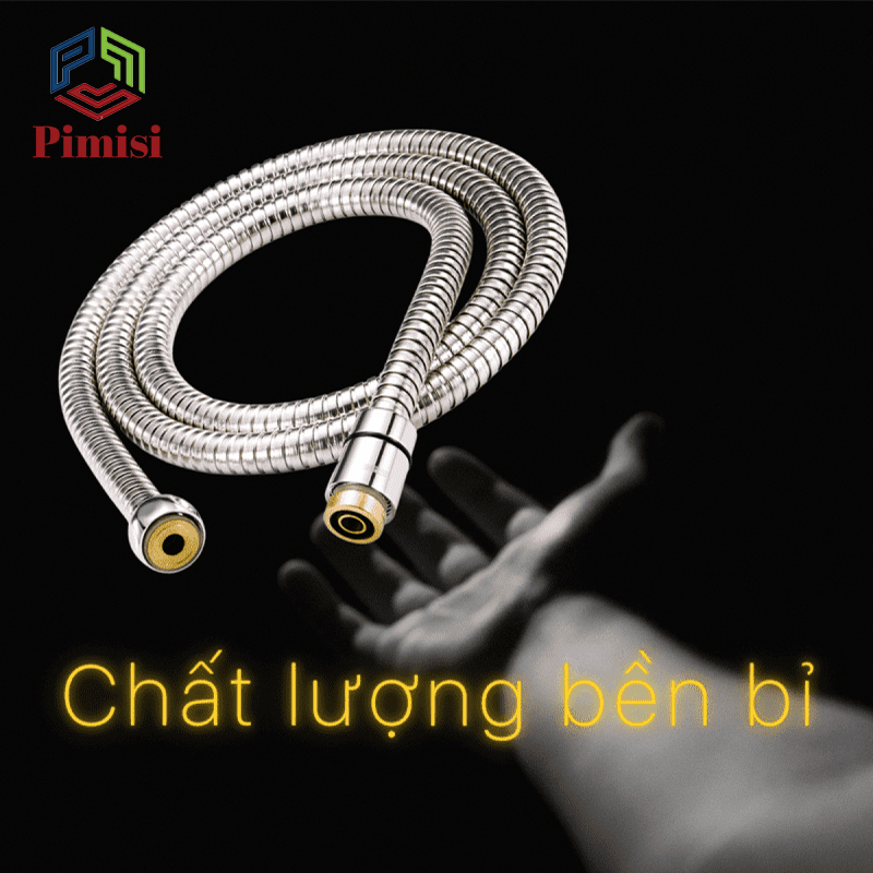 Dây Sen Tắm Của Vòi Tắm Hoa Sen Nóng Lạnh Pimisi Cao Cấp Bằng Inox 304 Với Đầu Dây Làm Từ Đồng Phù hợp Mọi Bát Sen Tắm Và Củ Vòi Sen, Dài 150 cm Chống Xoắn - Chịu Áp - Chịu Nhiệt - Mạ Xi Sáng Bóng - Ống Mềm, Cho Cả Vòi Xịt Nhà Vệ Sinh | Hàng Chính Hãng