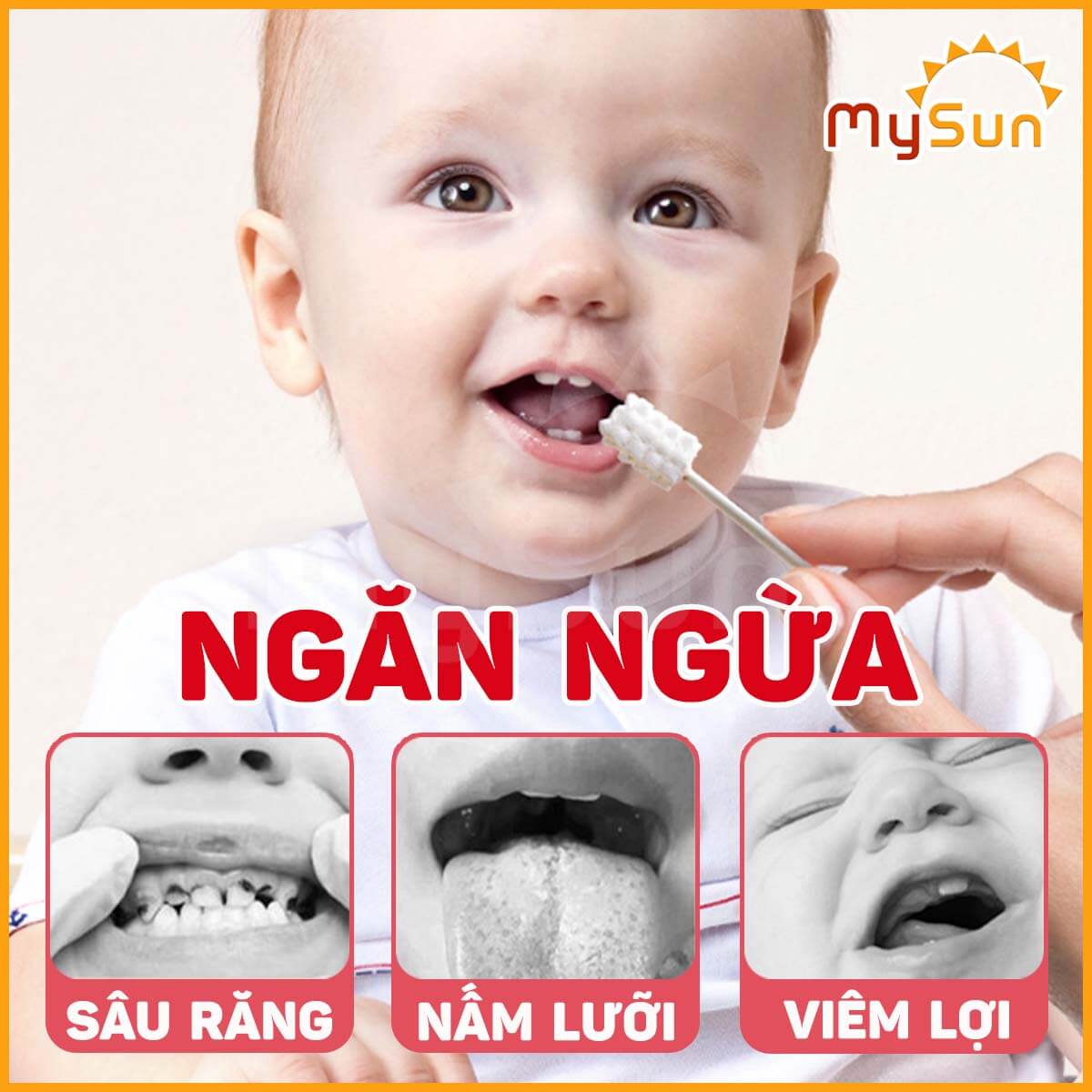 Gạc Rơ/ Tưa Lưỡi Cho Bé MySun 30 Que, Dệt Sợi Cotton 100%