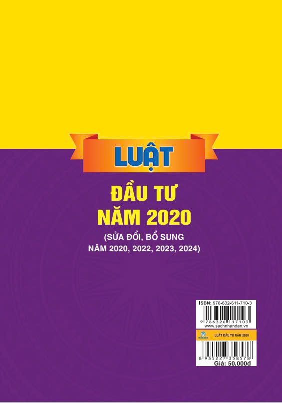 Sách - Luật Đầu Tư Năm 2020 (Sửa đổi, bổ sung năm 2020, 2022, 2023, 2024) - ndbooks