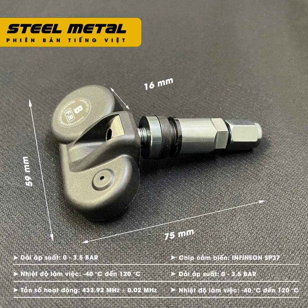 Bộ cảm biến áp suất lốp ô tô xe hơi Tiếng Việt bản cao cấp STEELMETAL S5 Màn LCD Pin năng lượng mặt trời