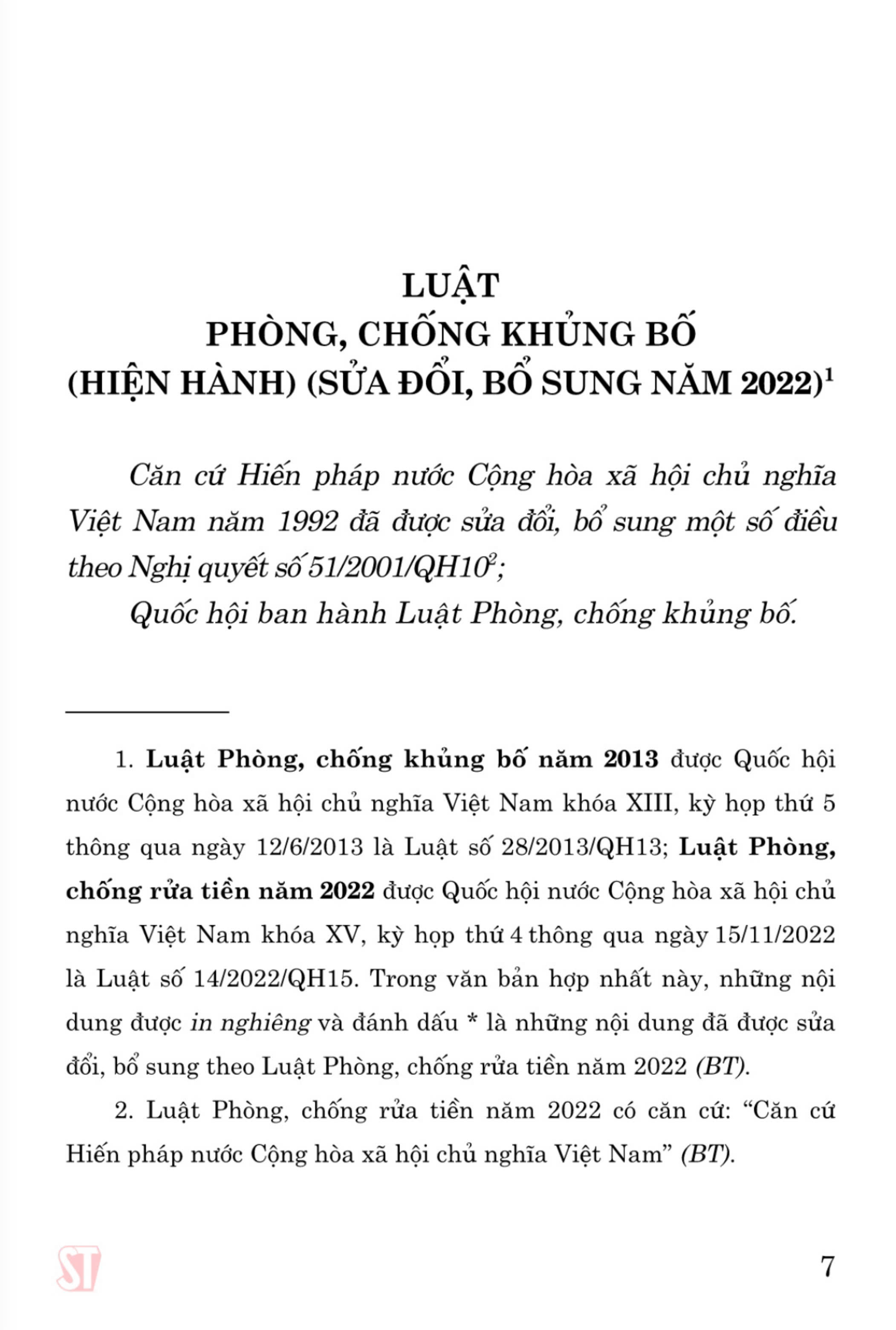 Luật Phòng, chống kh.ủng b.ố (hiện hành) (sửa đổi, bổ sung năm 2022) (bản in 2023)