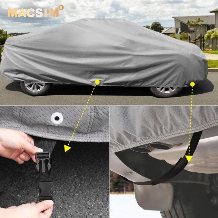 Bạt phủ ô tô chất liệu vải không dệt 4 lớp cao cấp thương hiệu MACSIM dành cho Mazda 2 màu ghi - bạt phủ trong nhà và ngoài trời