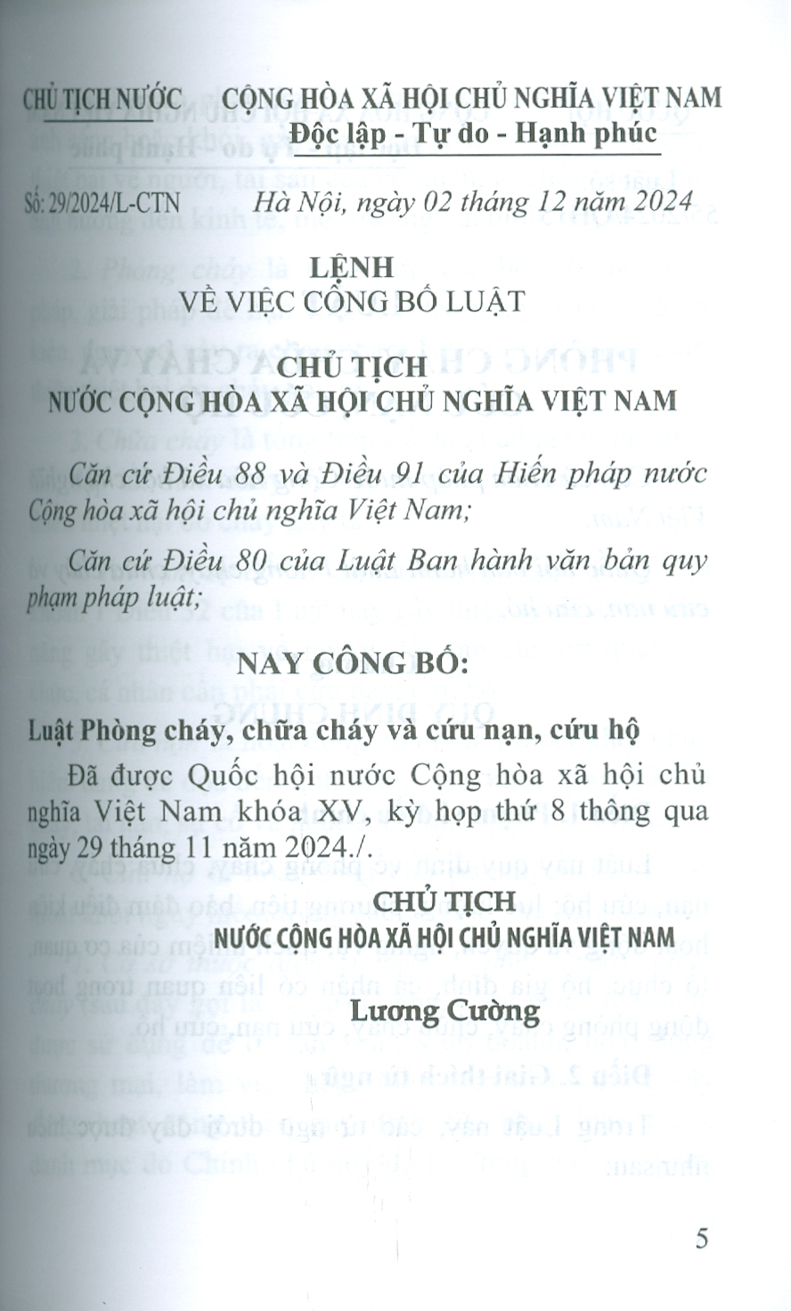 Luật Phòng Cháy, Chữa Cháy Và Cứu Nạn, Cứu Hộ Năm 2024