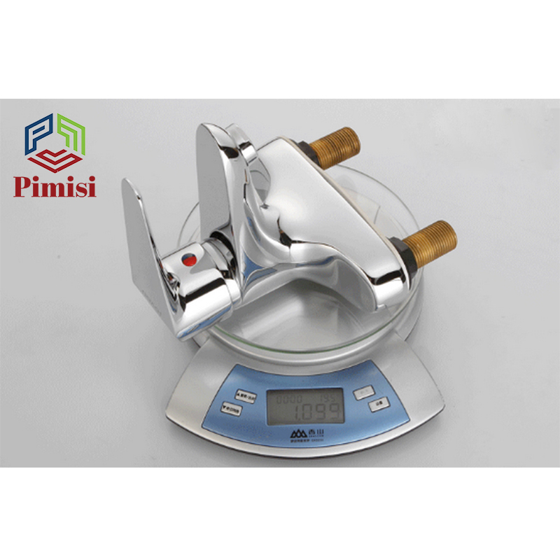 Vòi Chậu Lavabo Nóng Lạnh Pimisi PV-203C Cho Chậu Rửa Mặt 3 Lỗ (2 Chân) Bằng Đồng Thau, Mạ Crom/Niken Sáng Bóng Dùng Trong Nhà Tắm - Chỉnh Nước Bằng Gật Gù Nóng Lạnh Gắn Trên Bồn Rửa Mặt Treo Tường, Đủ Phụ Kiện Xi Phông Và Dây Cấp Nước | Hàng Chính Hãng