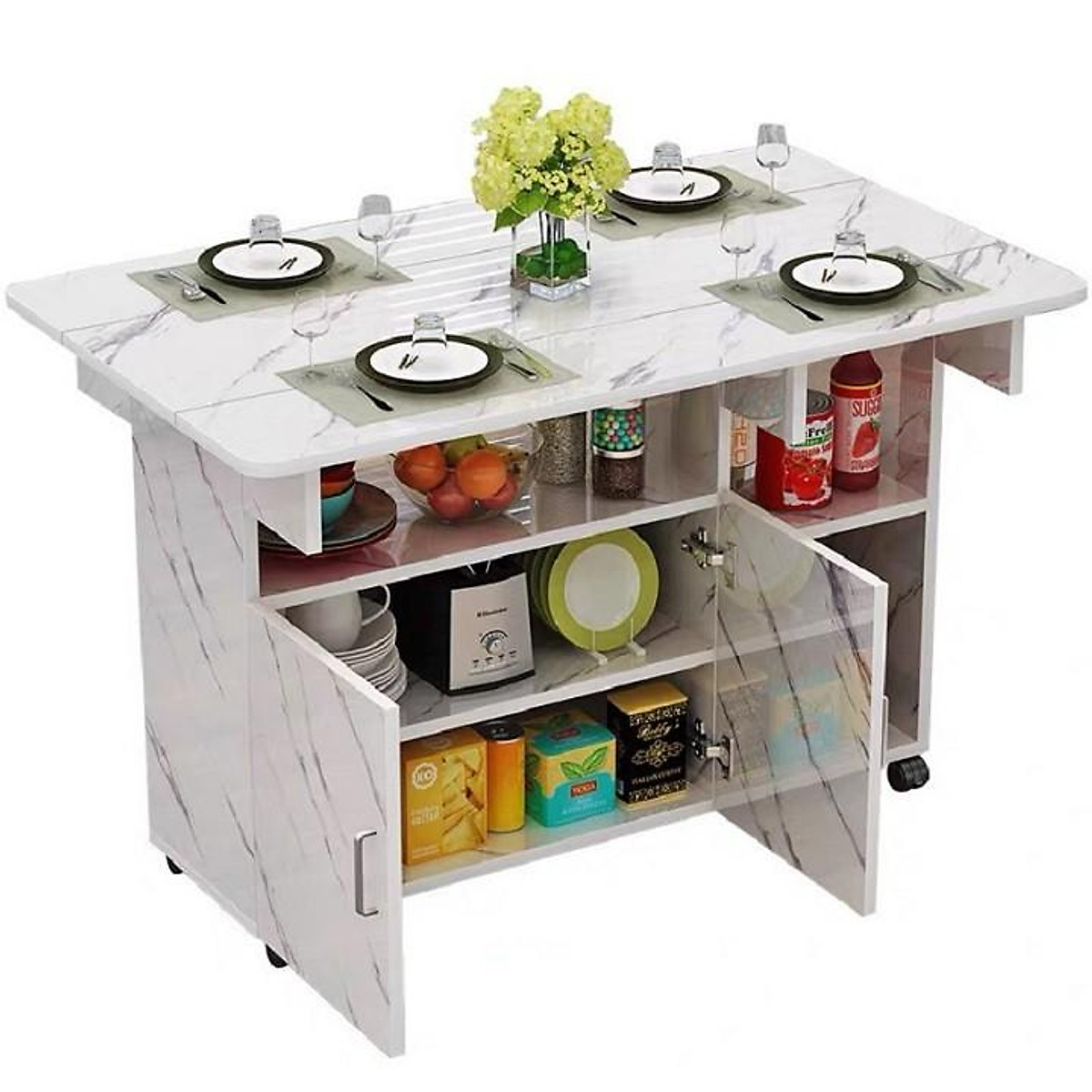 Bàn ăn thông minh mẫu mới tiết kiệm không gian tối đa kích thước sử dụng 120*70*77 kích thước gấp gọn 120*30*77 cm