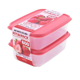Set 2 hộp nhựa đựng thực phẩm Fitin Pack 600ml nắp dẻo nội địa Nhật Bản