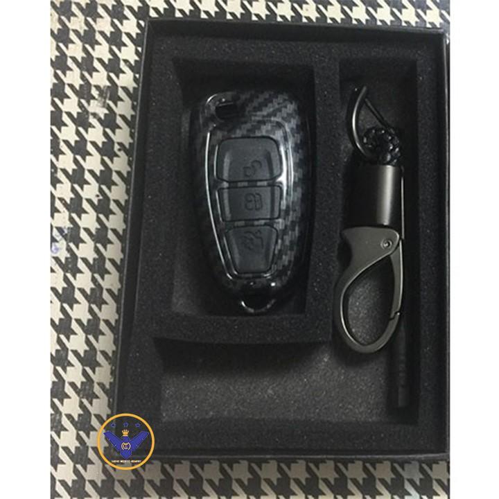 Ốp móc chìa khóa cacbon cao cấp cho xe Ranger XLS, Focus, Mazda BT50