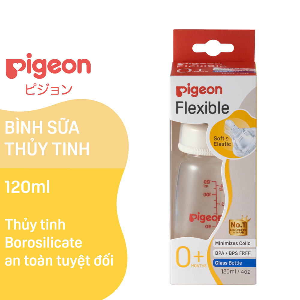 Bình sữa Pigeon cổ hẹp thủy tinh 120ml/240ml