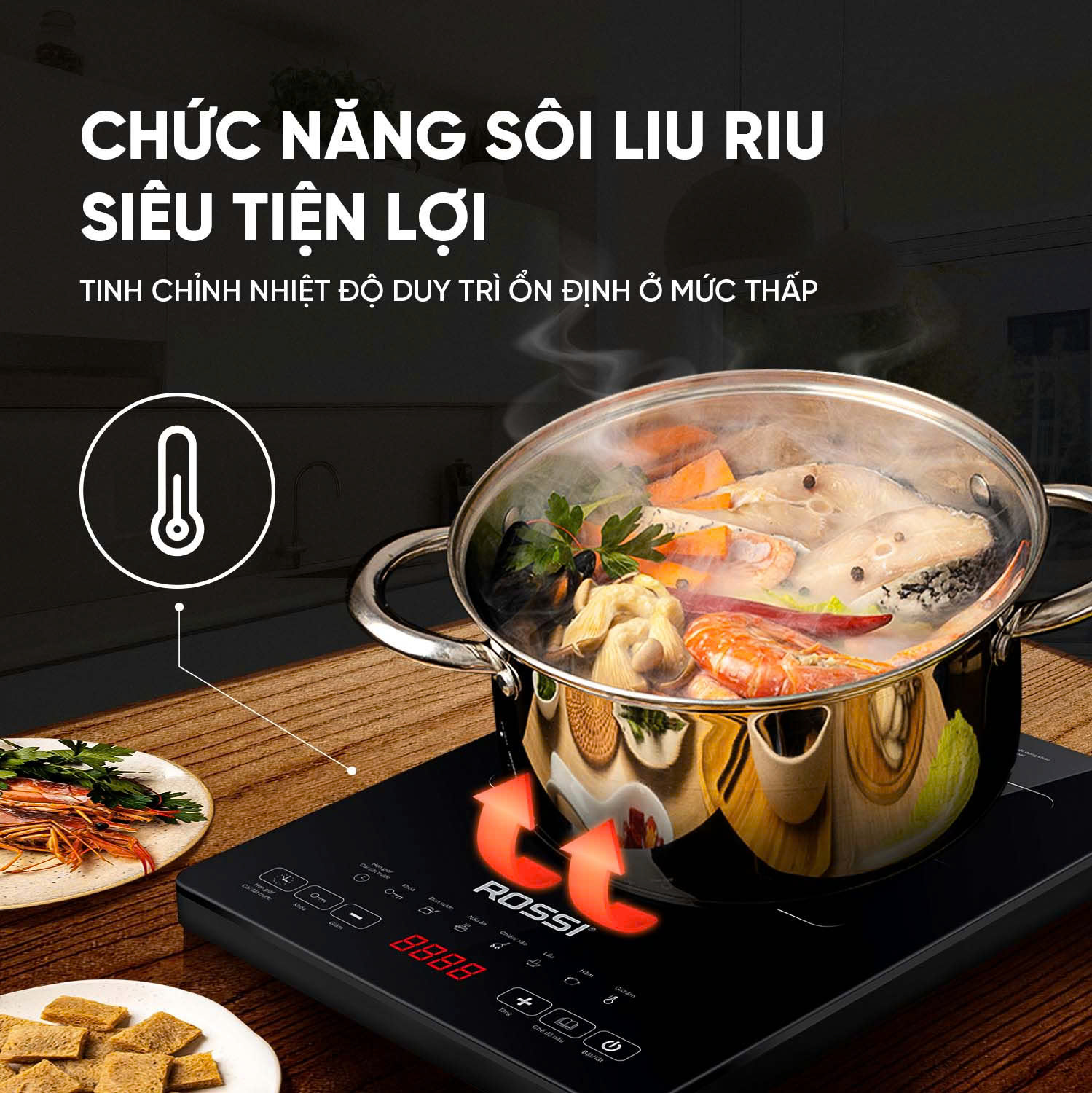 Bếp Từ Đơn Tân Á Đại Thành Rossi RS-1020CE01 Kèm Nồi - Hàng Chính Hãng Bảo Hành 24 Tháng