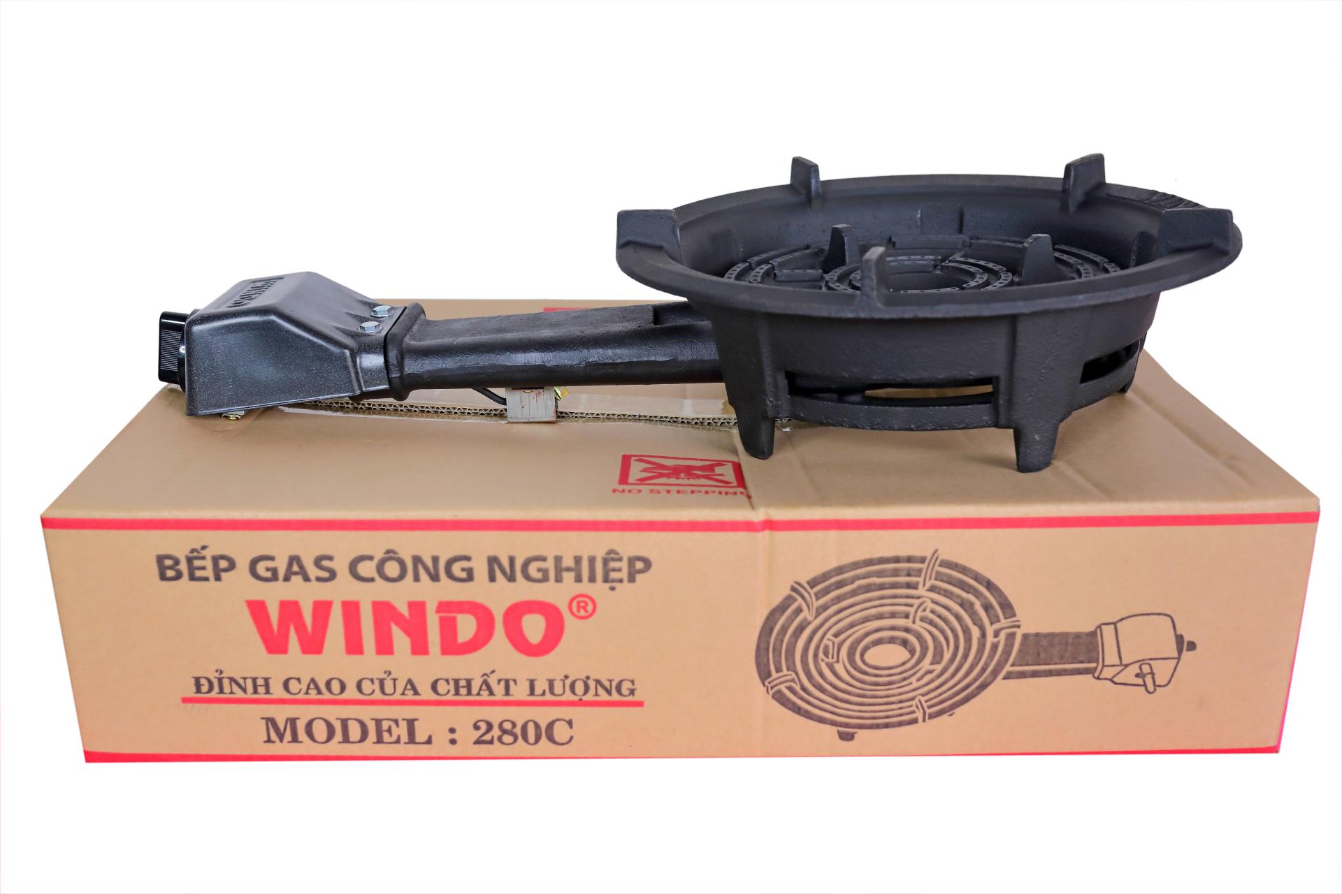 Bếp gas công nghiệp lửa lớn Windo - Tặng bộ van dây (đầu đốt gang đúc nguyên khối, 3 vòng lửa) - Hàng Chính Hãng