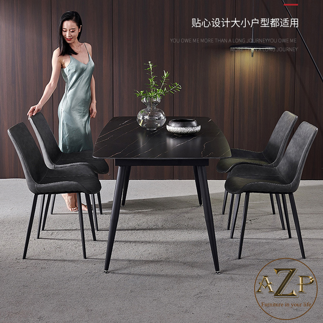 Bàn Ghế Ăn Phong Cách Đương Đại Châu Âu - Xu Hướng Hiện Nay Cho Không Gian Hiện Đại - Chân Thép Mặt Đá - Hàng Nhập Khẩu AZP