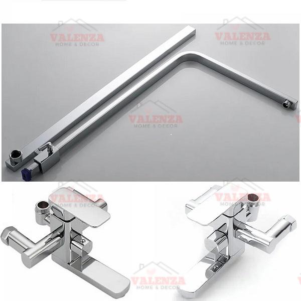 (Củ nặng 2,5kg) Bộ sen cây tắm nóng lạnh Vuông đồng mạ crom Valenza vòi sen tăng áp đủ phụ kiện-Nước chảy mạnh