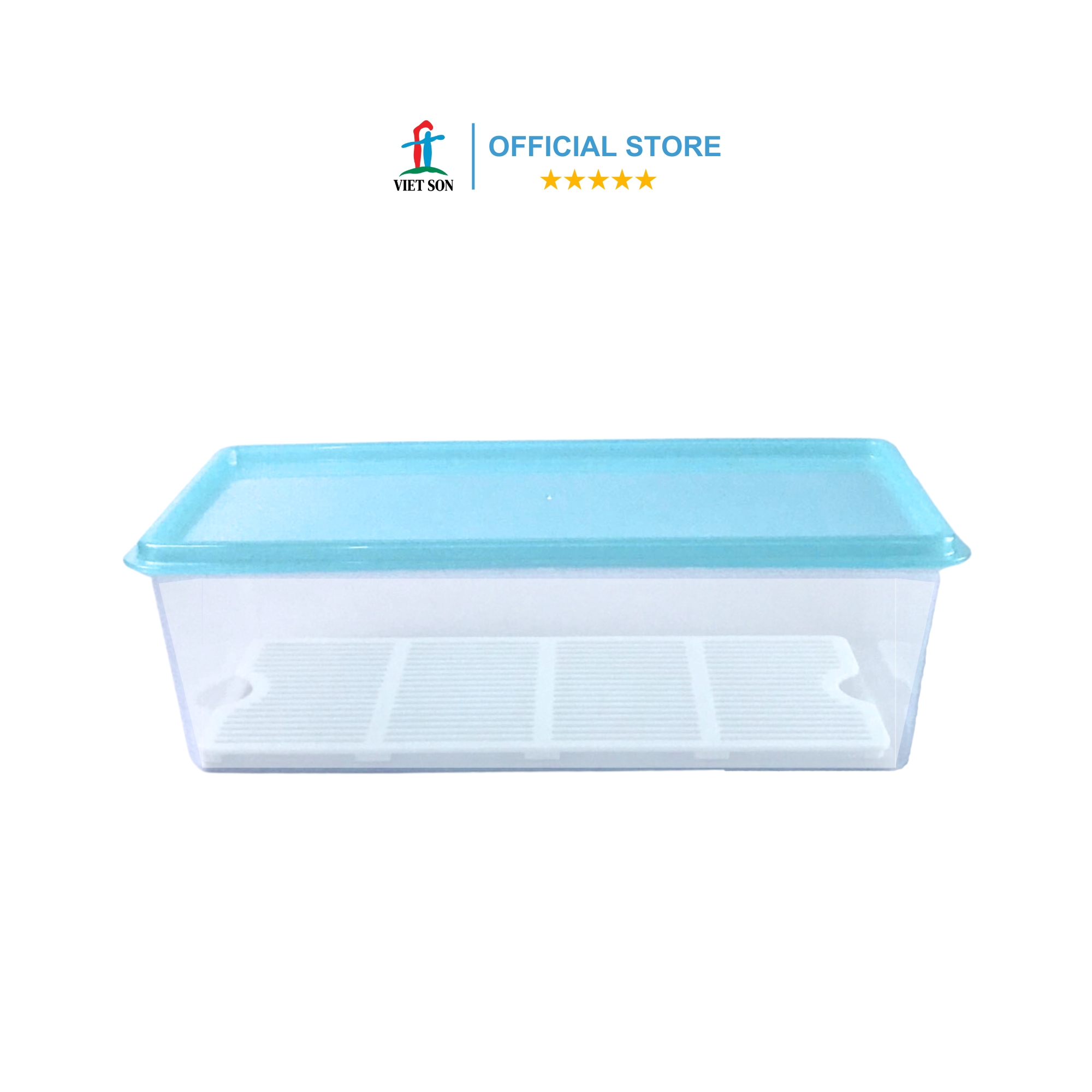 Hộp Nhựa Thực Phẩm Chữ Nhật Nắp Kín Có Khay Ráo Nước Việt Son 2L
