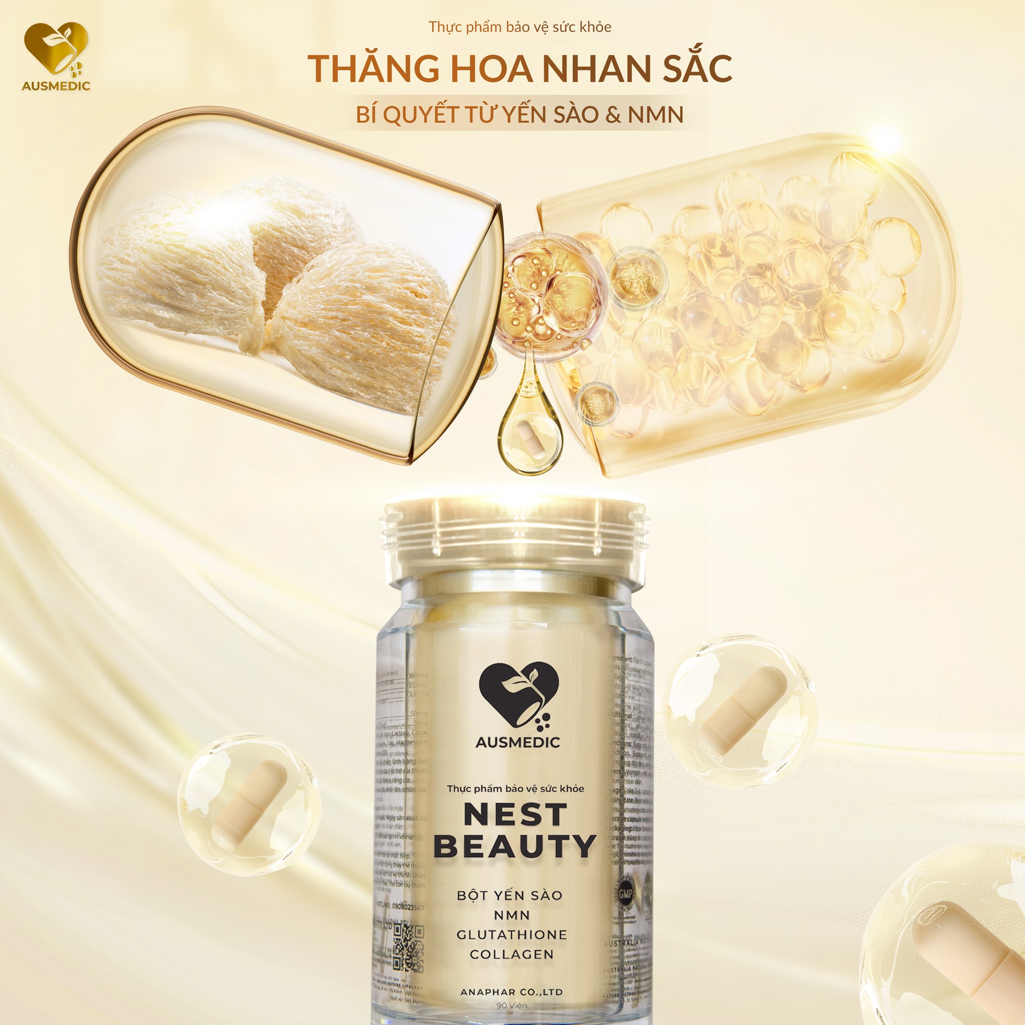 Viên uống yến sào đẹp da, phục hồi tế bào Nest Beauty - Ausmedic