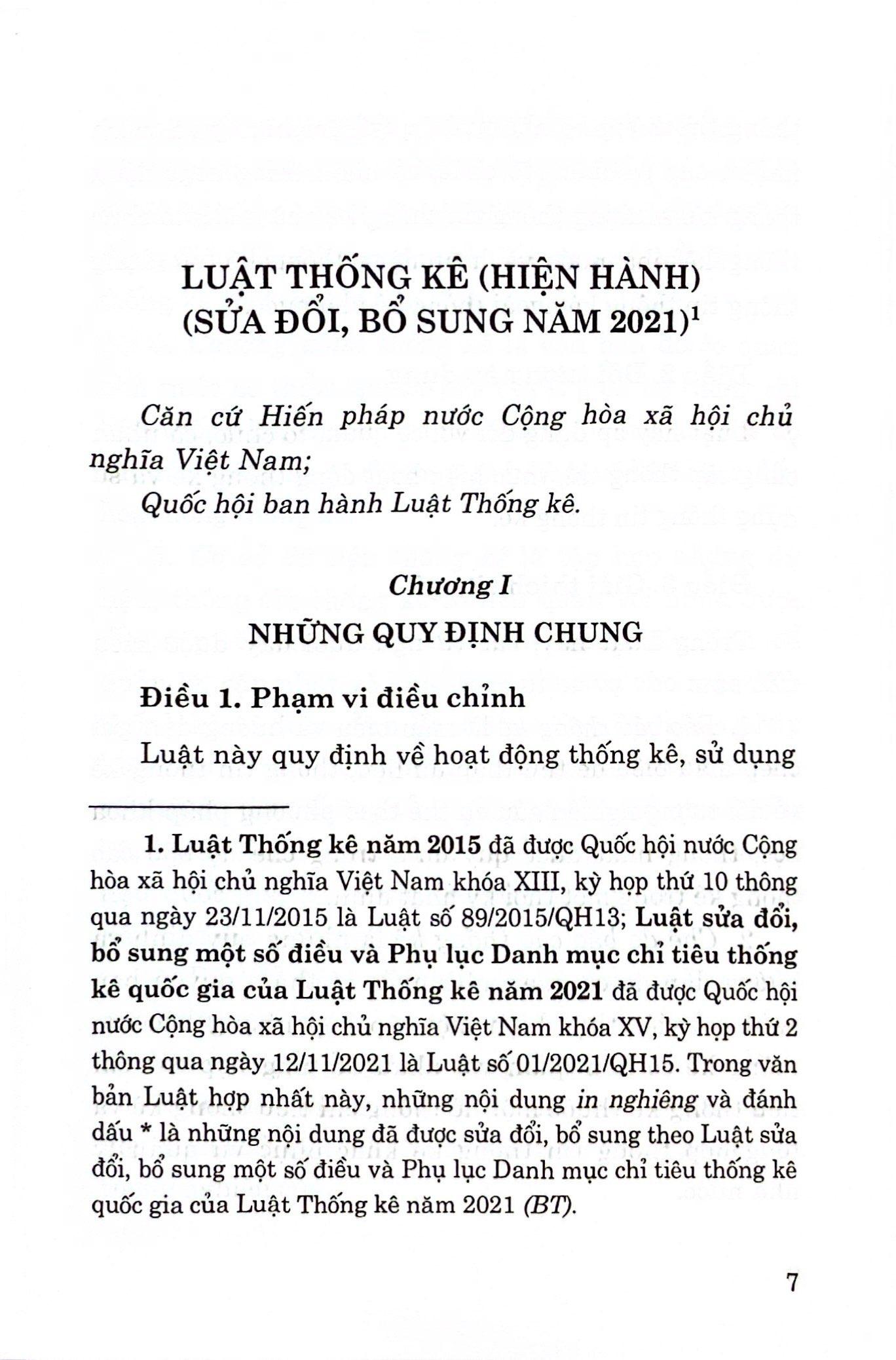 Luật Thống Kê (Hiện Hành) (Sửa Đổi, Bổ Sung Năm 2021)