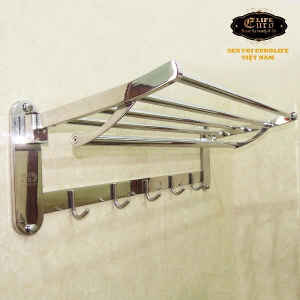 Bộ vòi sen tắm đứng INOX nóng lạnh EL-S909 (Trắng bạc)+Kệ treo khăn tắm đa chức năng Eurolife EL-B7