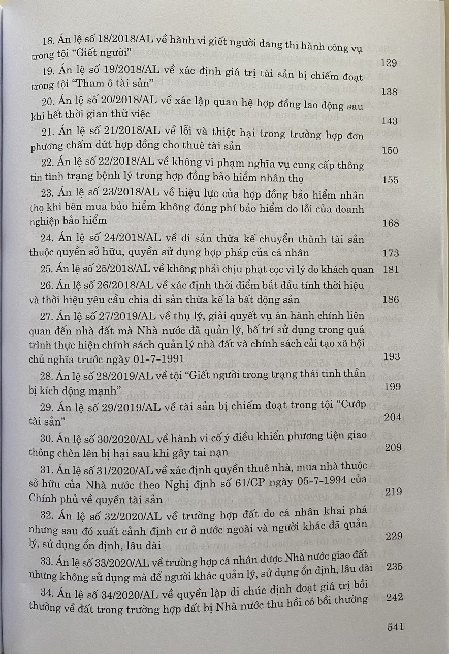 Hệ Thống Án Lệ Việt Nam ( Hiện Hành ) Từ Án Lệ Số 01 Đến Án Lệ Số 70