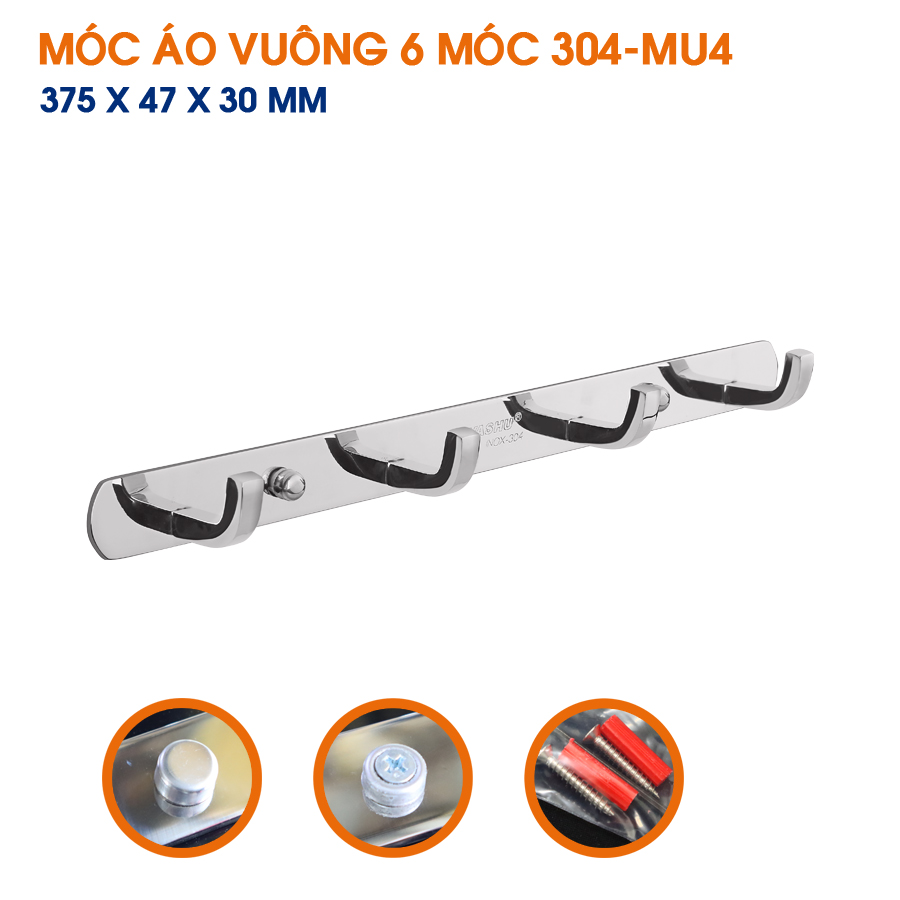 Móc áo vuông inox 304 TOVASHU nhiều loại
