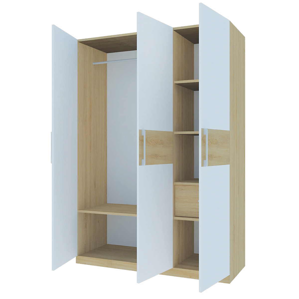 Tủ quần áo gỗ MDF Tundo 3 cánh 2 ngăn kéo kết hợp vàng trắng 140 x 55 x 200cm