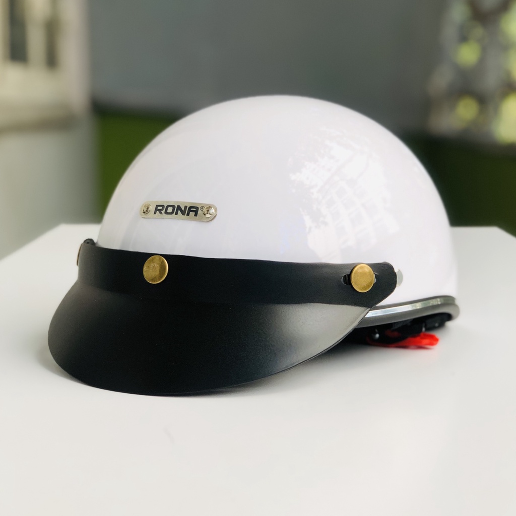 Mũ bảo hiểm xe máy nửa đầu Rona Haly viền bạc, nón bảo hiểm freesize chính hãng