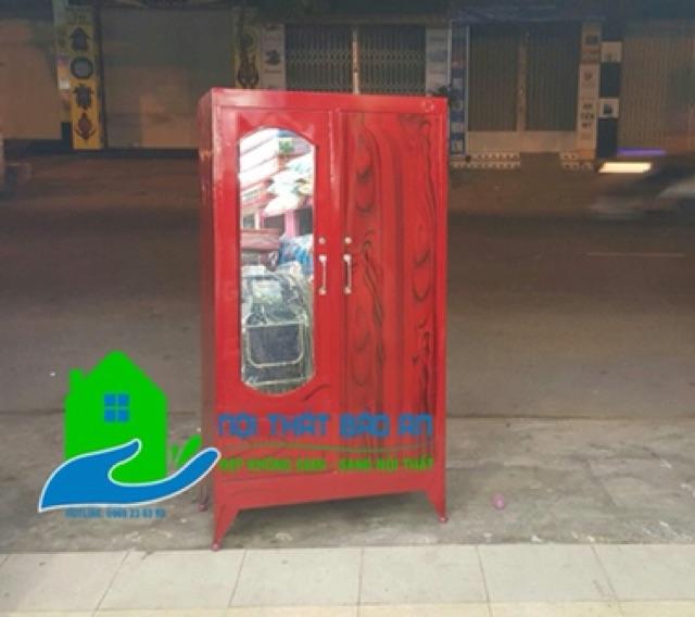 Tủ sắt quần áo ngang 0.9m cao 1m8 (Xanh trắng) 02