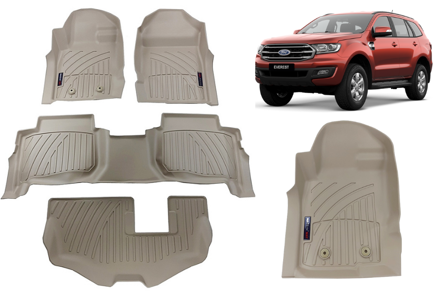 Thảm lót sàn xe ô tô Ford Everest 2016+hn Nhãn hiệu Macsim chất liệu nhựa TPV cao cấp màu be ( fdw-033)