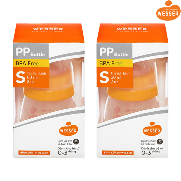 Combo 2 Bình Sữa PP Wesser - (Giao màu ngẫu nhiên)
