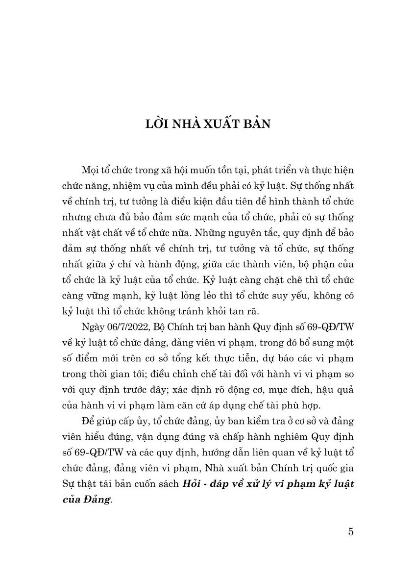 Hỏi - đáp về xử lý vi phạm kỷ luật của Đảng (bản in 2024)