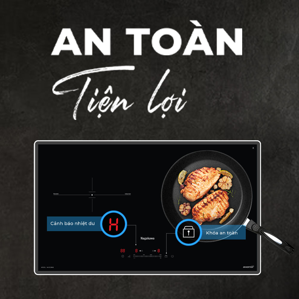 Miễn phí giao và lắp đặt toàn quốc - Bếp đôi điện từ Nagakawa UltraSlim NK2C26MB - Made in Malaysia - Bảo hành 5 năm - Hàng chính hãng