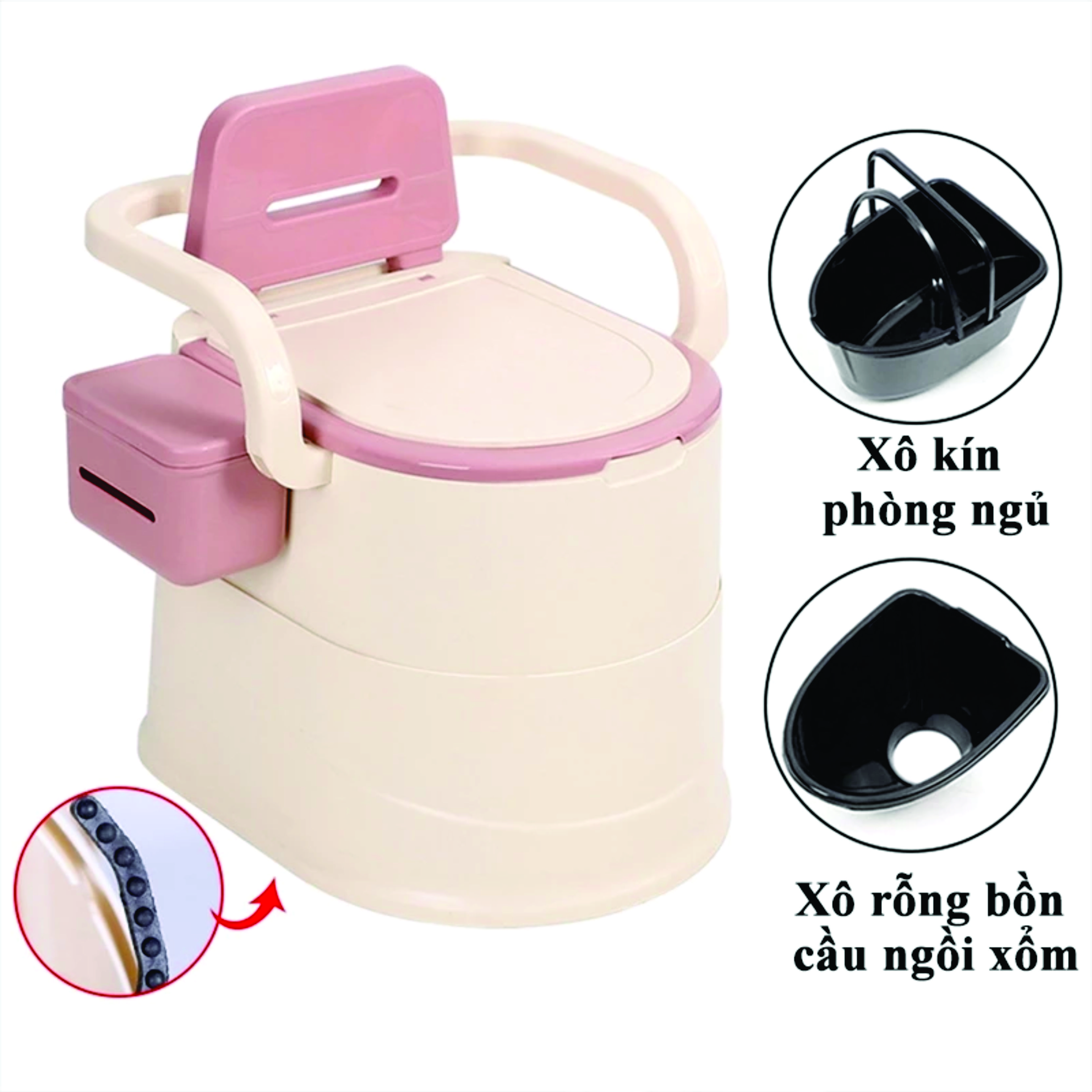 Bô Vệ Sinh (tolet) Di Động Cho Người Già Có Tay Vịn , Bô Vệ Sinh Chống Trượt Dễ Dàng Vệ Sinh Trong Mùa Đông