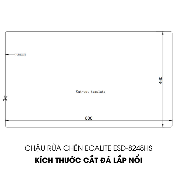 Chậu Rửa Chén Ecalite ESD-8248HS - Lắp Nổi - Ngang 82cm - Inox 304 Cực Bền - Hàng Chính Hãng