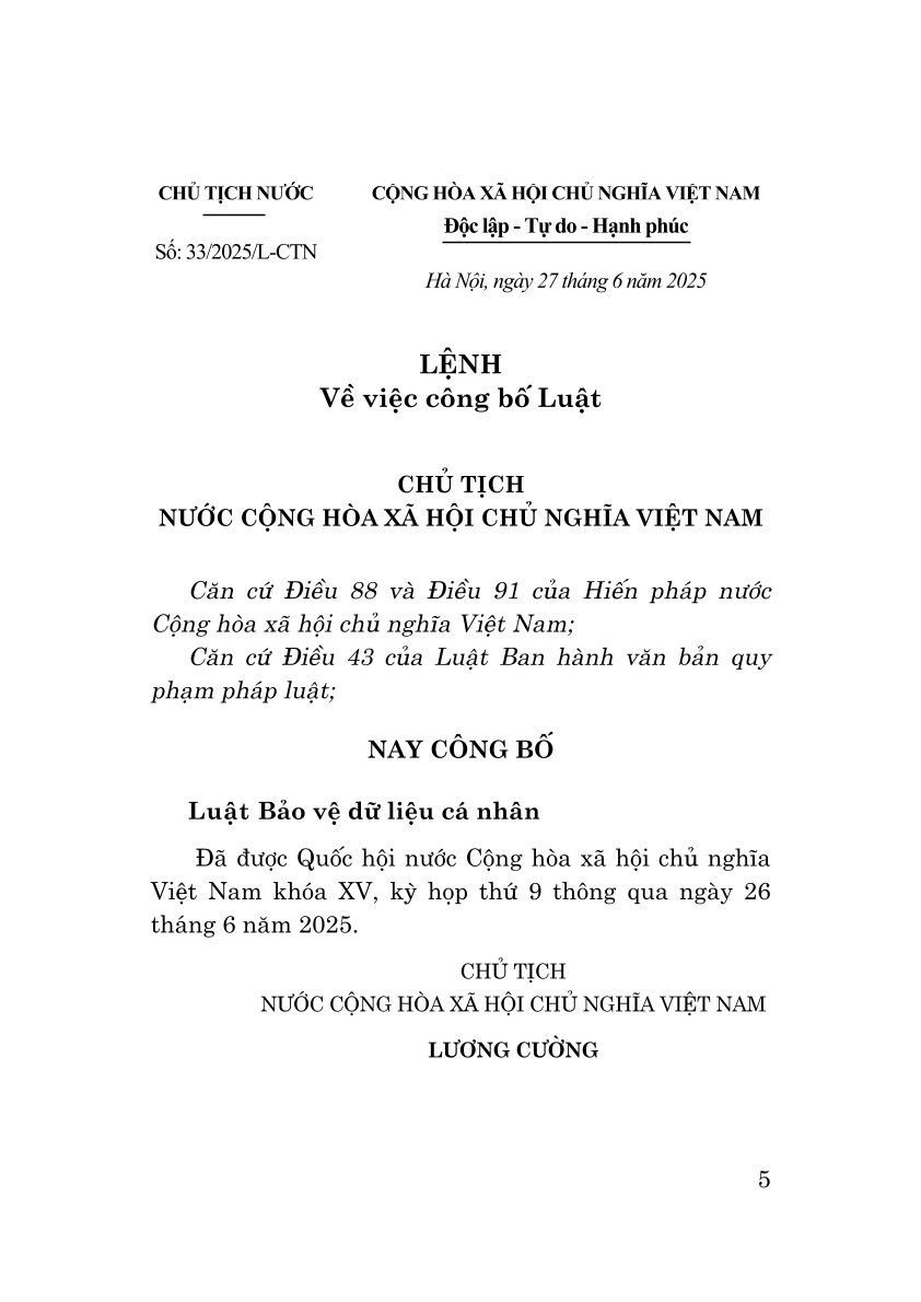Luật bảo vệ dữ liệu cá nhân năm 2025