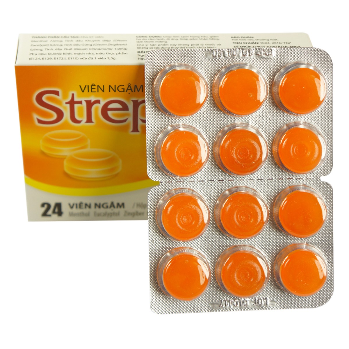 Viên ngâm ho Streptana hỗ trợ làm giảm ho bảo vệ sức khỏe - Hộp 24 viên