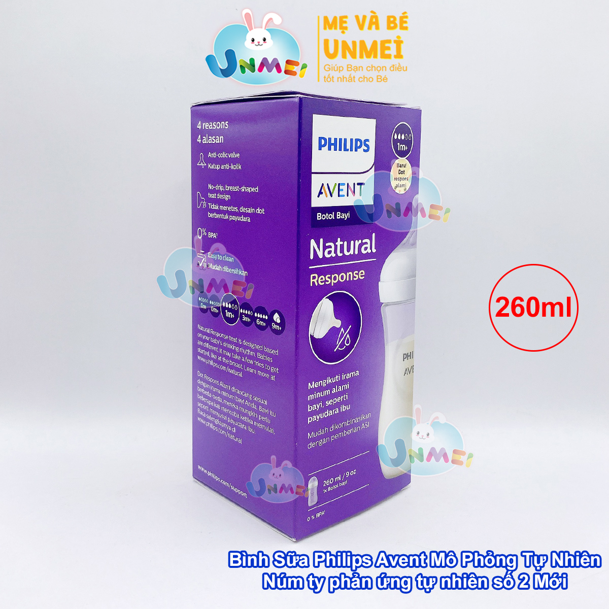 Bình sữa mô phỏng tự nhiên mới hiệu Philips Avent cho trẻ từ 1 tháng tuổi (260ml-đơn)_SCY903.01