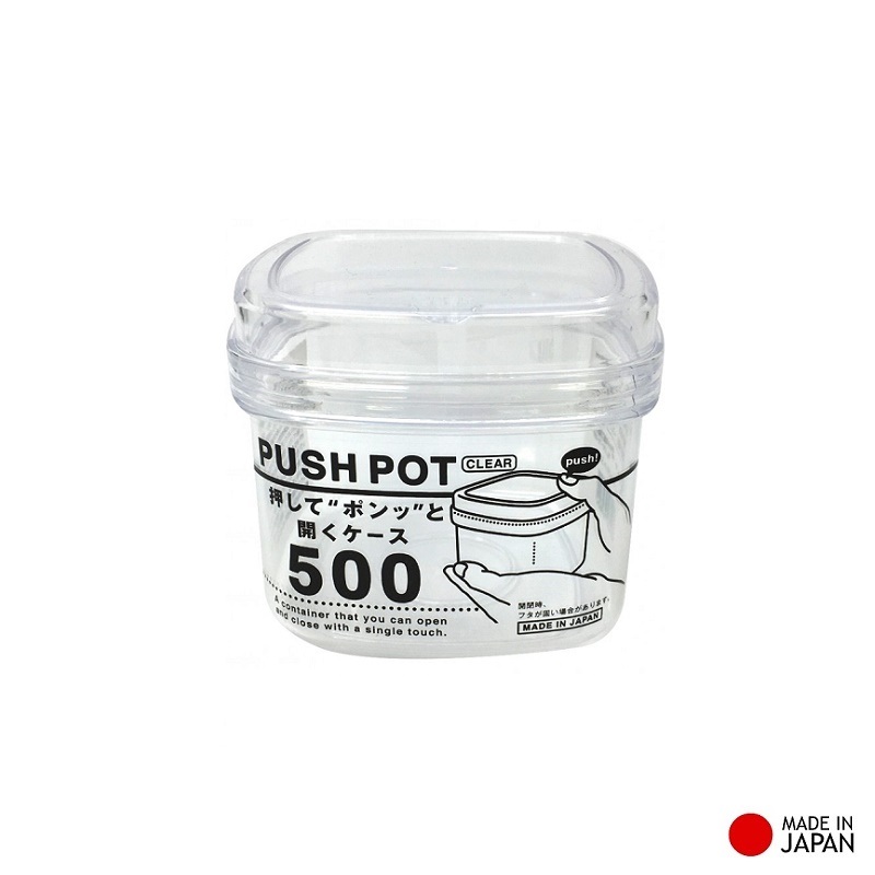 Hộp đựng thực phẩm Push Pot ( màu trắng trong / trắng sữa ), nắp đậy tiện ích mở chỉ bằng một lần ấn nhẹ - nội địa Nhật Bản