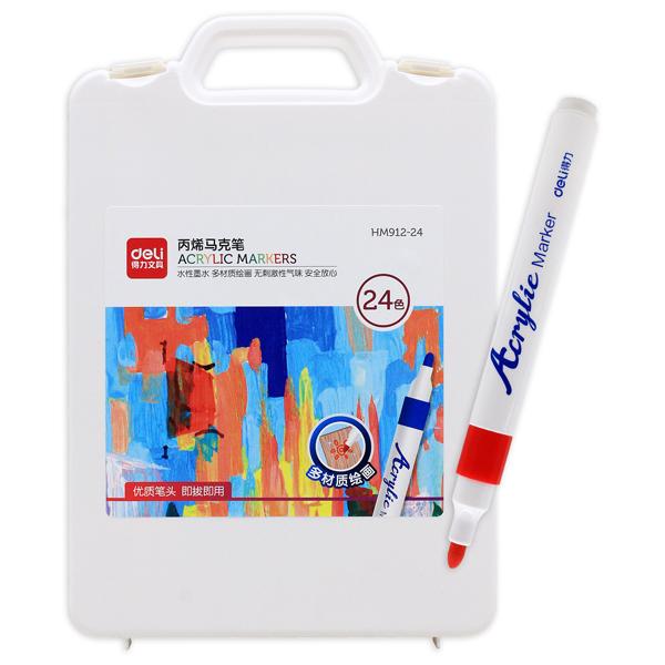 Hộp 24 Bút Màu Acrylic Marker 1 Đầu - Deli HM912-24