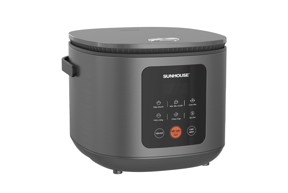 Nồi cơm điện tử 1.5L Sunhouse SHD8825 - 700W, 6 chức năng, Hẹn giờ nấu 24h, Chống dính Daikin 2 lớp, Lòng nồi 1.2mm - Hàng chính hãng