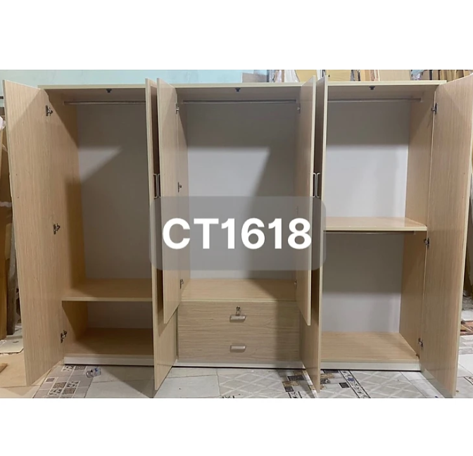 Tủ quần áo nhựa 6 cánh mix hộc như hình tùy chọn mẫu ĐV Tundo 244 x 185 x 47 cm nhiều màu lựa chọn