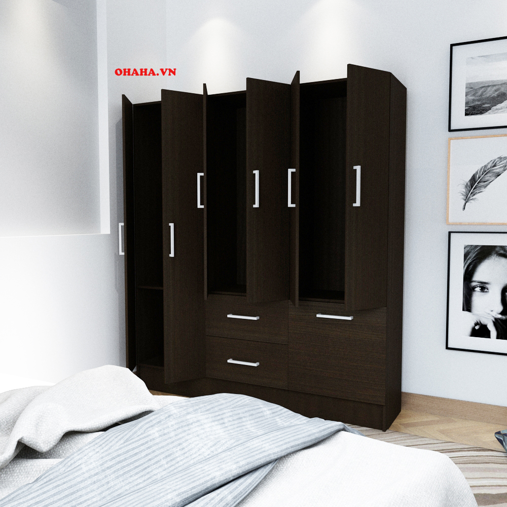 TỦ QUẦN ÁO CAO CẤP NHIỀU CÁNH OHAHA - BROWN BLACK 001