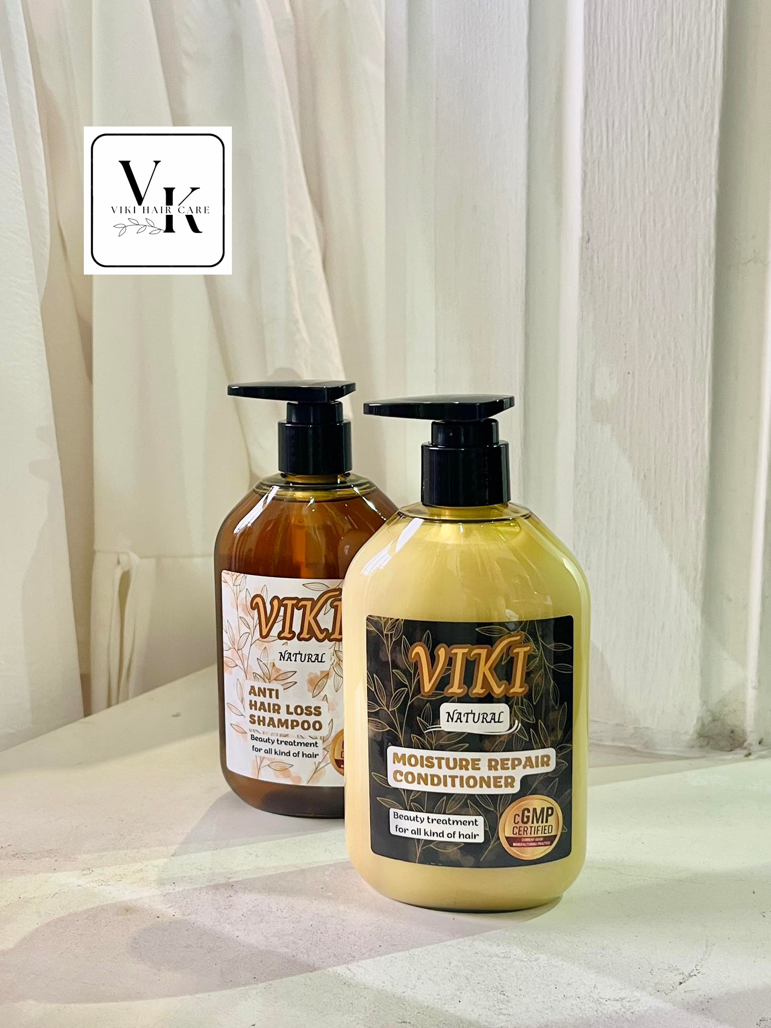 Cặp Dầu Gội Xả Tóc Thảo Dược Viki Gừng Bồ Kết 300ml