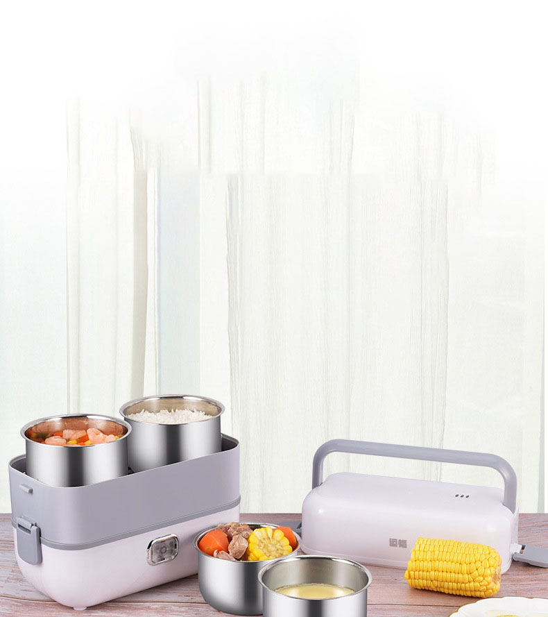 Hộp cơm cắm điện hai tầng, hộp cơm hâm nóng 2 BÁT INOX, giữ nhiệt thích hợp cho dân văn phòng KitAcoom, hàng nhập khẩu chính hãng cao cấp