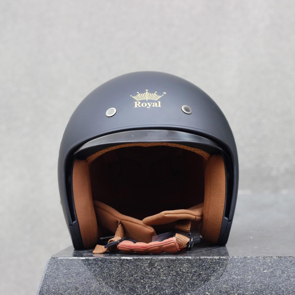 Nón bảo hiểm 3/4 ROYAL M139 có kính âm màu ĐEN NHÁM
