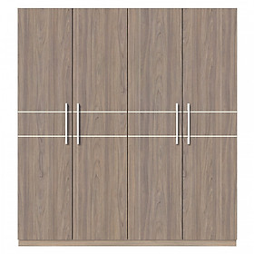 Tủ quần áo gỗ MDF Tundo 4 cánh màu óc chó 180 x 55 x 200cm