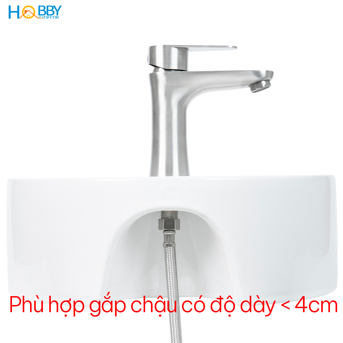 Vòi xả chậu rửa mặt lavabo cấp lạnh inox 304 Hobby home decor LBL2