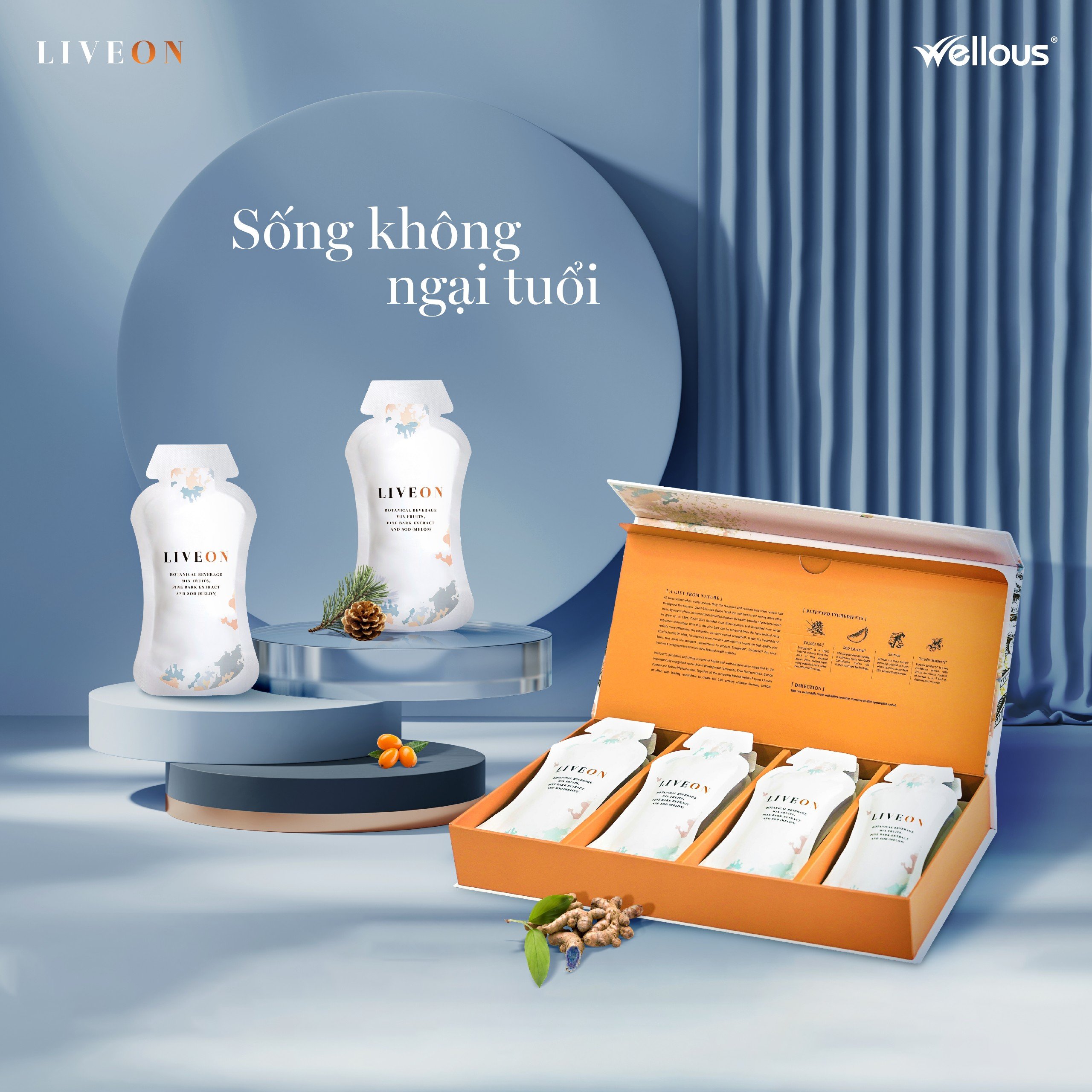 COMBO 2 HỘP CHỐNG LÃO HÓA LIVE ON (HỘP 16 GÓI)
