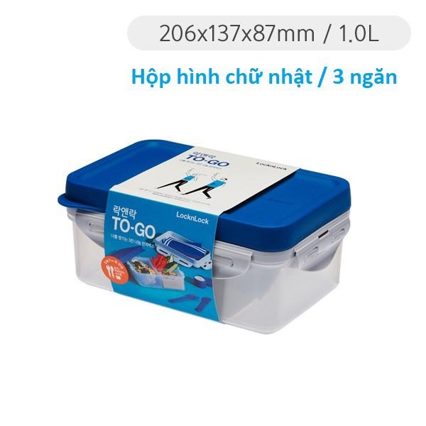 Hộp cơm Lock&Lock TOGO bằng nhựa chia ngăn kèm dao muỗng hộp sốt đi kèm HPL817 HPL979