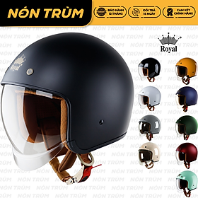 Mũ bảo hiểm xe máy 3/4 kính âm Royal M139 màu trơn, kính âm màu trà hạn chế chói nắng, nhiều size cho nam và nữ